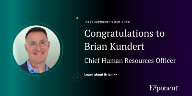 Exponent Promotes Brian Kundert to Chief Human Resources Officer