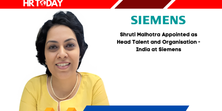 Shruti Malhotra Appointed as Head Talent and Organisation - India at Siemens