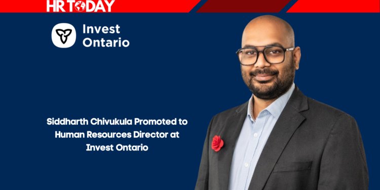 Siddharth Chivukula Promoted to Human Resources Director at Invest Ontario