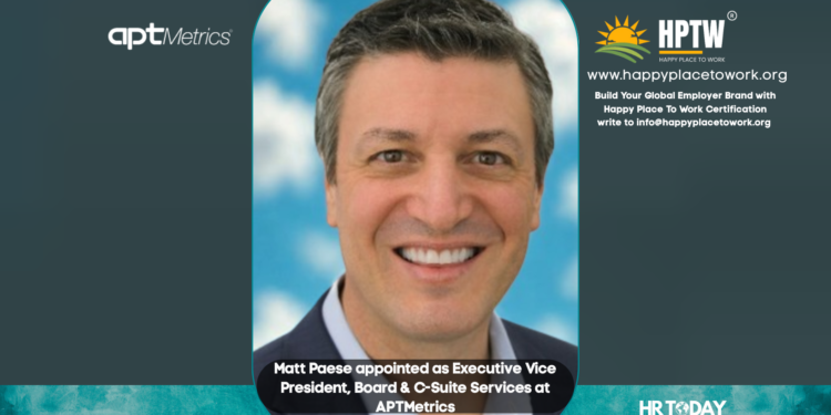 Matt Paese appointed as Executive Vice President, Board & C-Suite Services at APTMetrics