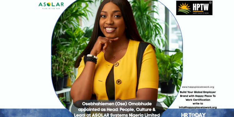 Osebhahiemen (Ose) Omobhude appointed as Head: People, Culture & Legal at ASOLAR Systems Nigeria Limited