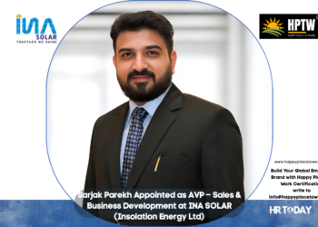 Sarjak Parekh Appointed as AVP – Sales & Business Development at INA SOLAR (Insolation Energy Ltd)