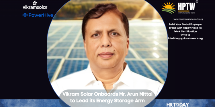 Vikram Solar Onboards Mr. Arun Mittal to Lead its Energy Storage Arm