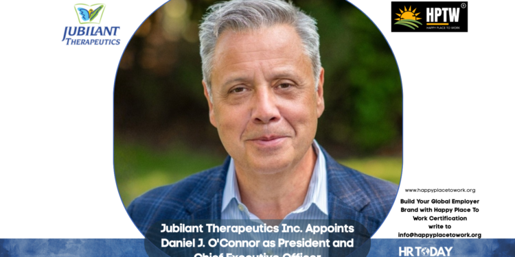 Jubilant Therapeutics Inc. Appoints Daniel J. O'Connor as President and Chief Executive Officer