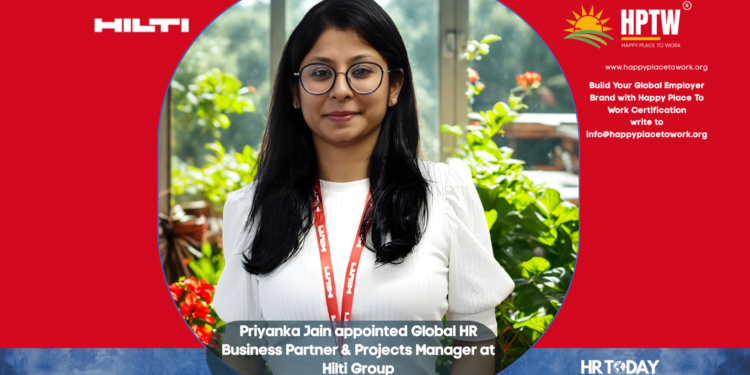 Priyanka Jain appointed Global HR Business Partner & Projects Manager at Hilti Group
