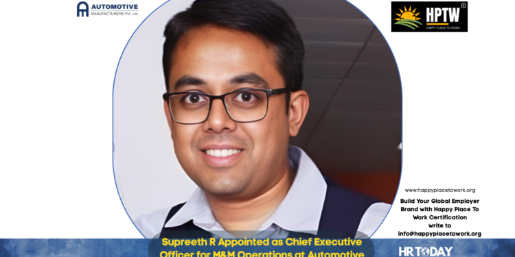 Supreeth R Appointed as Chief Executive Officer for M&M Operations at Automotive Manufacturers Private Limited