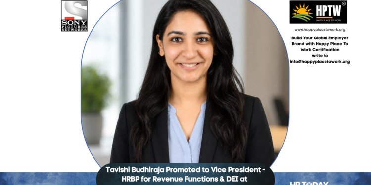 Tavishi Budhiraja Promoted to Vice President - HRBP for Revenue Functions & DEI at Sony Pictures Networks India