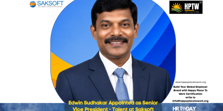 Edwin Sudhakar Appointed as Senior Vice President - Talent at Saksoft
