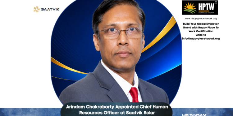 Arindam Chakraborty Appointed Chief Human Resources Officer at Saatvik Solar