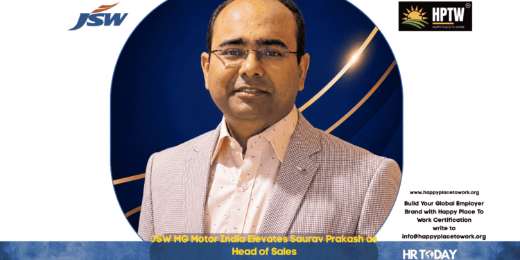 JSW MG Motor India Elevates Saurav Prakash as Head of Sales